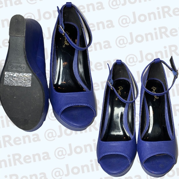💘 Royal Blue Wedges | Cushion Insoles | SIZE 7 💘 - Picture 4 of 7